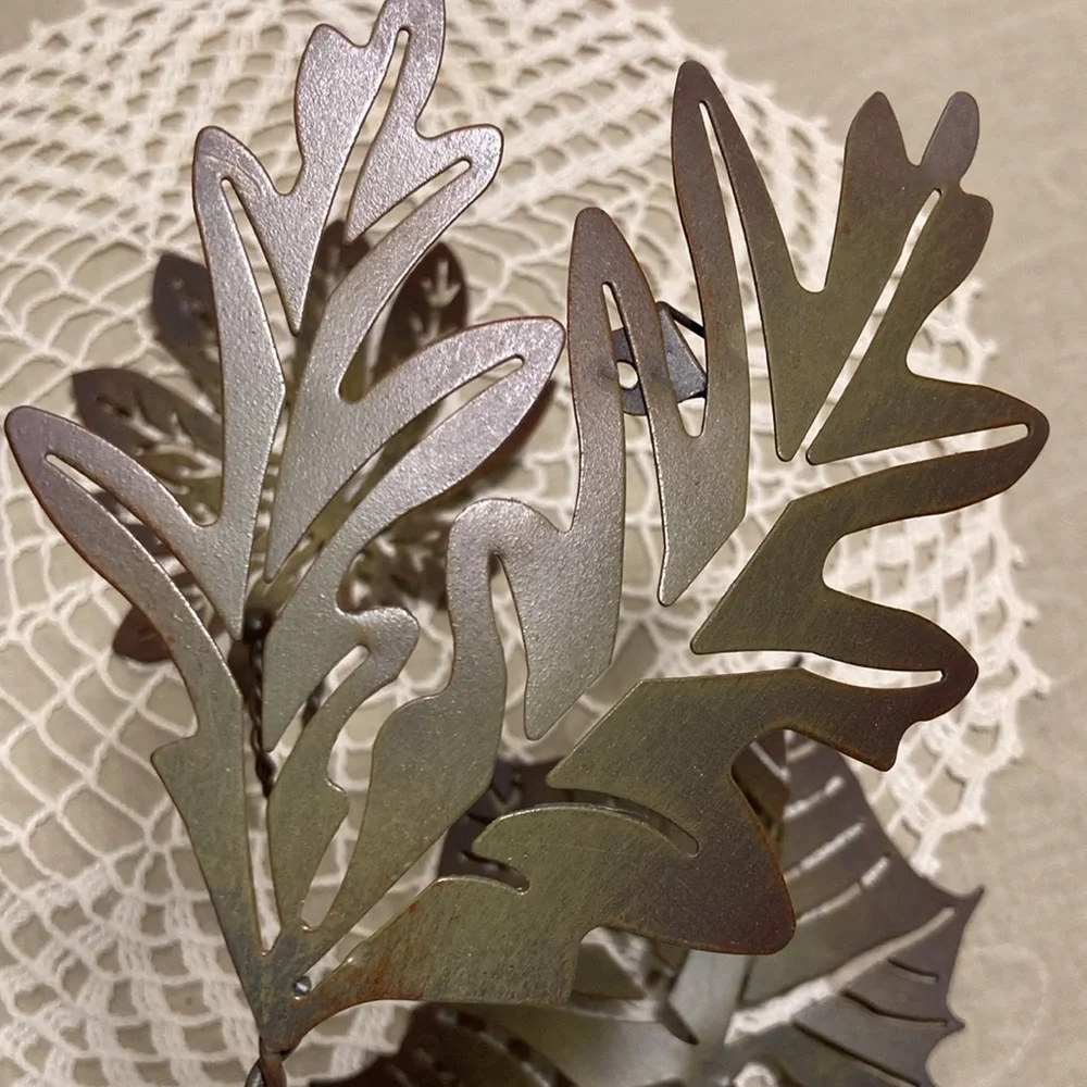 Decorative Metal Leaf Wall Hooks Set Of 3